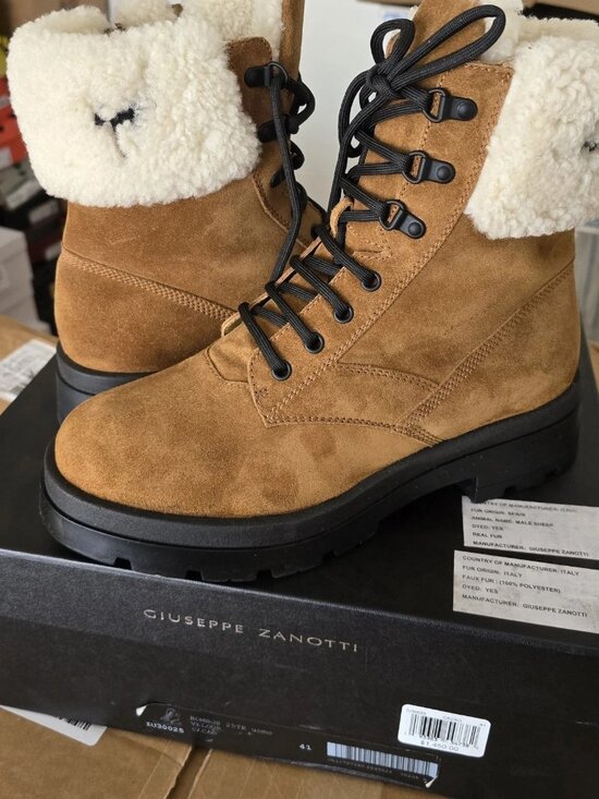 $1450 - New Authentic Giuseppe Zanotti Jaure Shearling Men\'s Lace-Up Boots- RARE